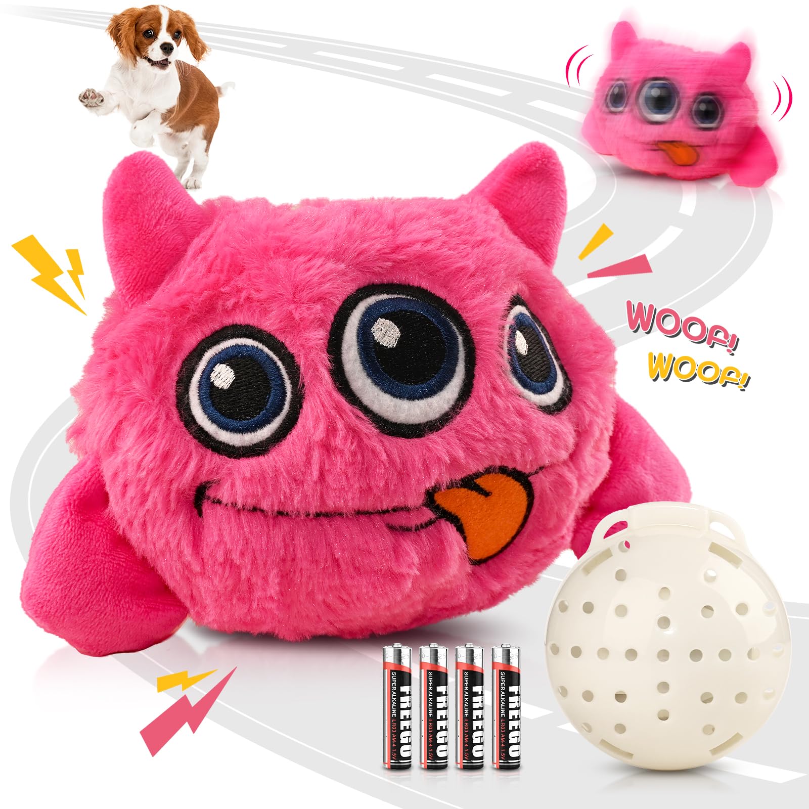 Petbobi Interactive Dog Toys for Boredom - Moving Dog Toy for Stimulating Play Pet Plush Squeaky Ball for