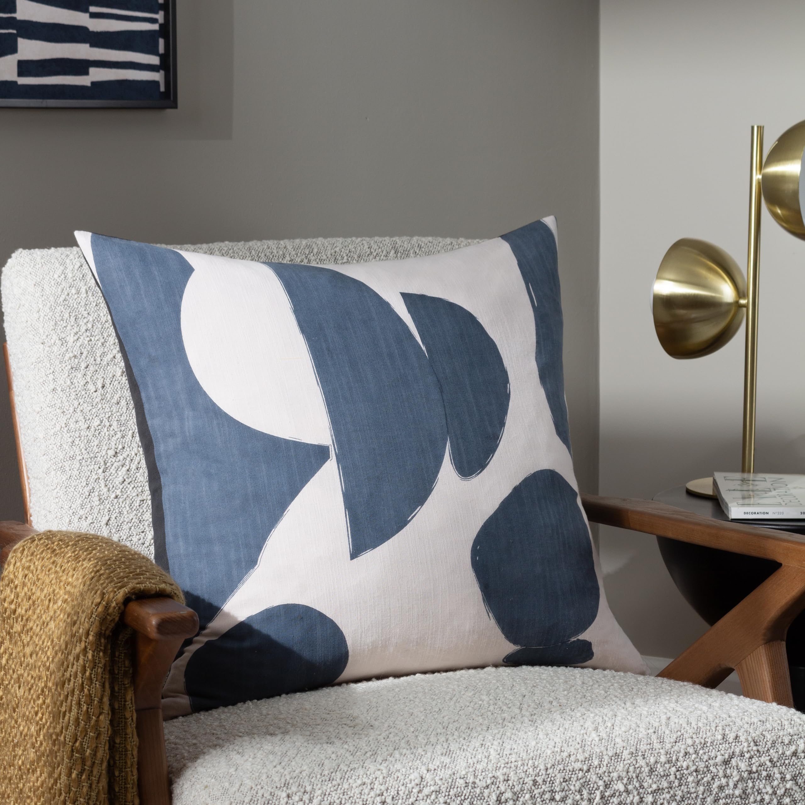 furn. Hoem Meta Abstract Cushion – Soft Cotton Printed Design Knife Edge Trim Polyester Filled (Dusk – 55 x 55 cm)