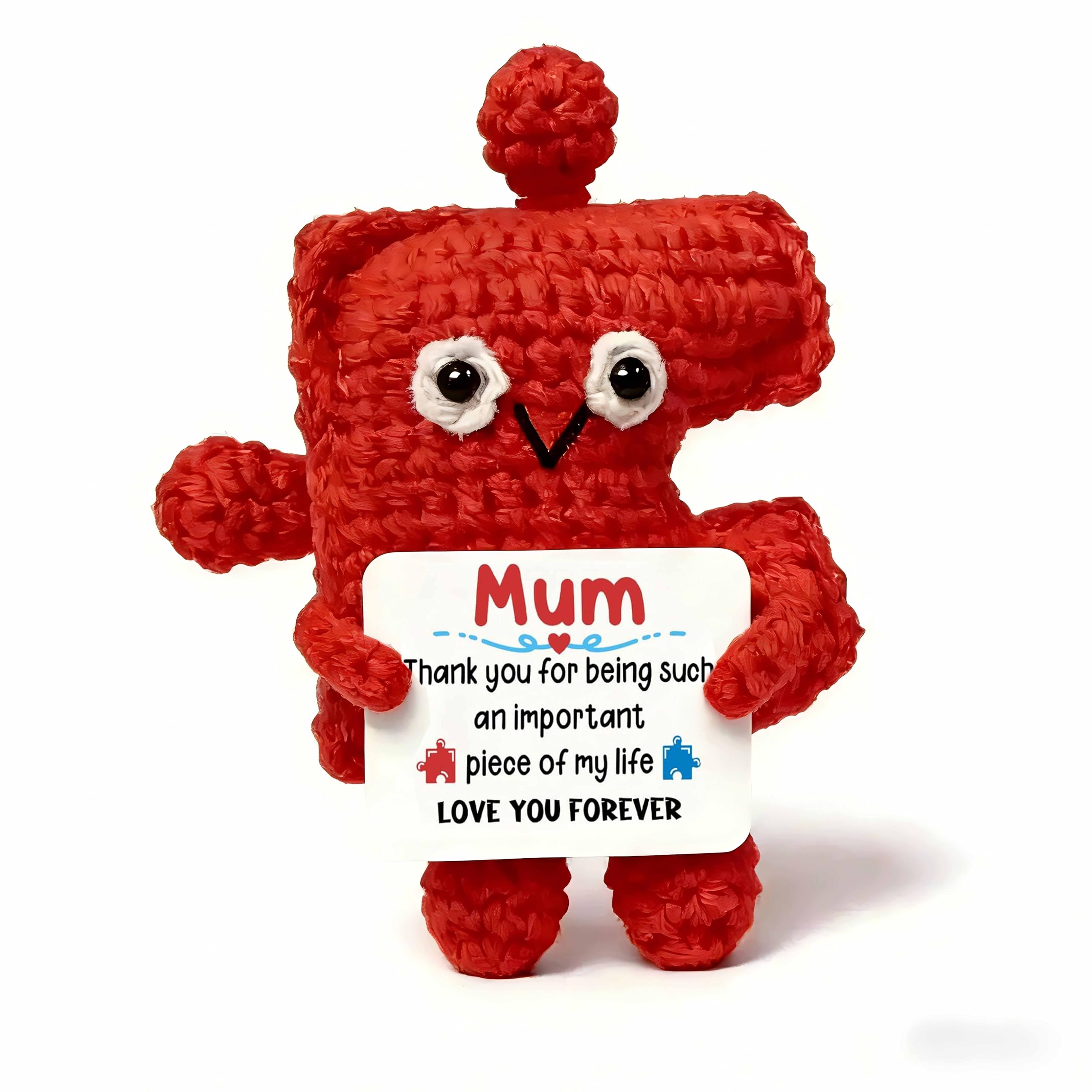 HMJMJC Mothers Day Heartfelt Gifts for Mum, Handmade Crochet Puzzle Piece Plush Keepsake, Mothers Day Christmas Birthday Gifts for Mum from Daughter Son, Emotional Thank You Present for Mummy Mother