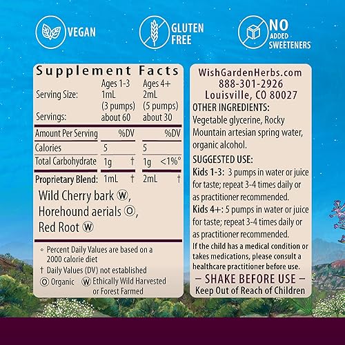 Miniatura 2 de WishGarden Herbs Kick-It - Supresor de tos natural a base de hierbas para niños y niños, expectorante ayuda a calmar la tos obstinada y calmar el