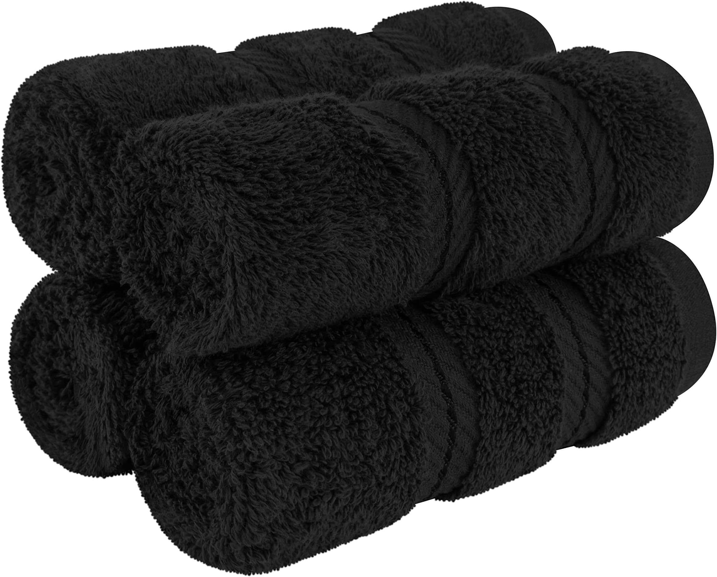 Luxury Washcloths for Bathroom, 600 GSM 100% Cotton 4 Piece Turkish Wash Cloth Set, 13x13 in Soft Rags for Body and Face, Black Washcloths
