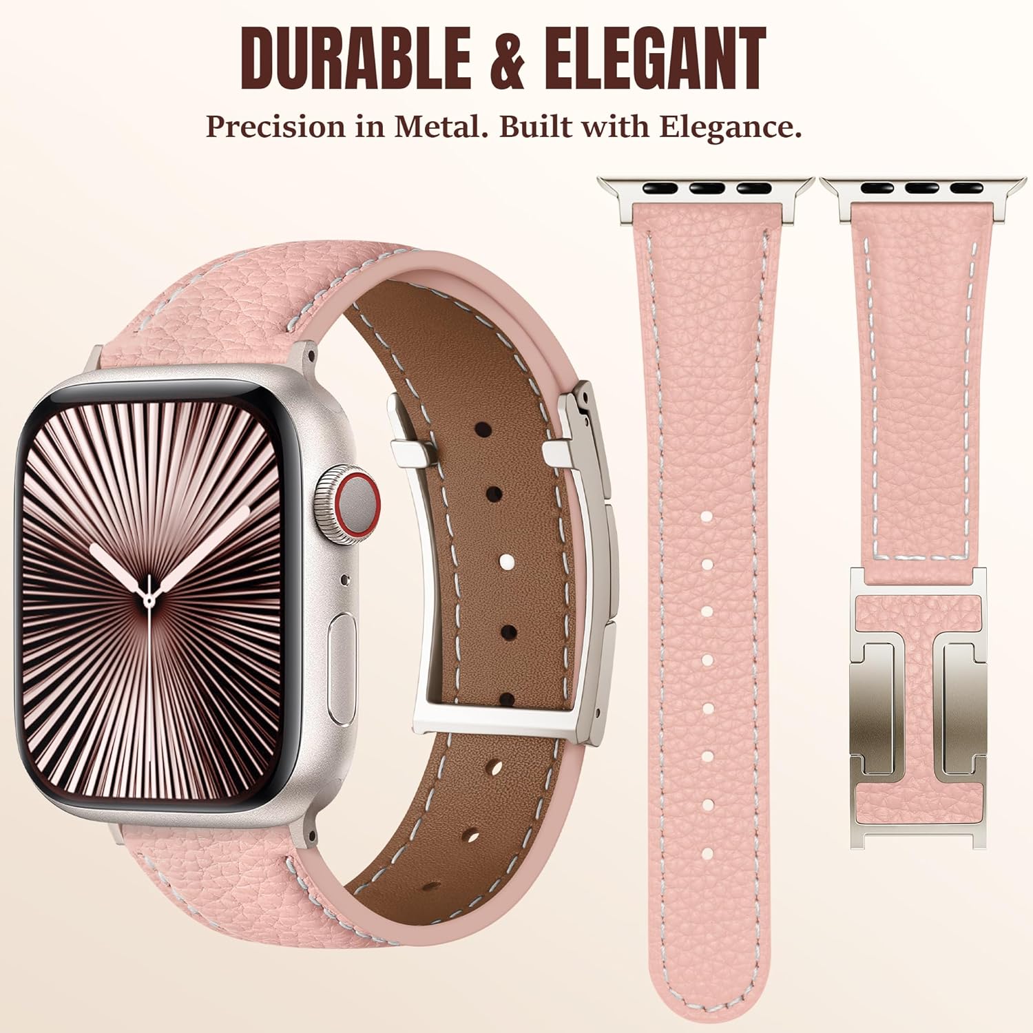 Charlam Leather Magnetic Watch Band, Compatible with Apple Watch Bands 40mm 38mm 41mm 42mm 44mm 45mm 46mm 49mm Women Men, Top Grain Leather Designer Strap for iWatch Series 11/10/9/8/7/6-1/Ultra 3/SE3 - Image 2
