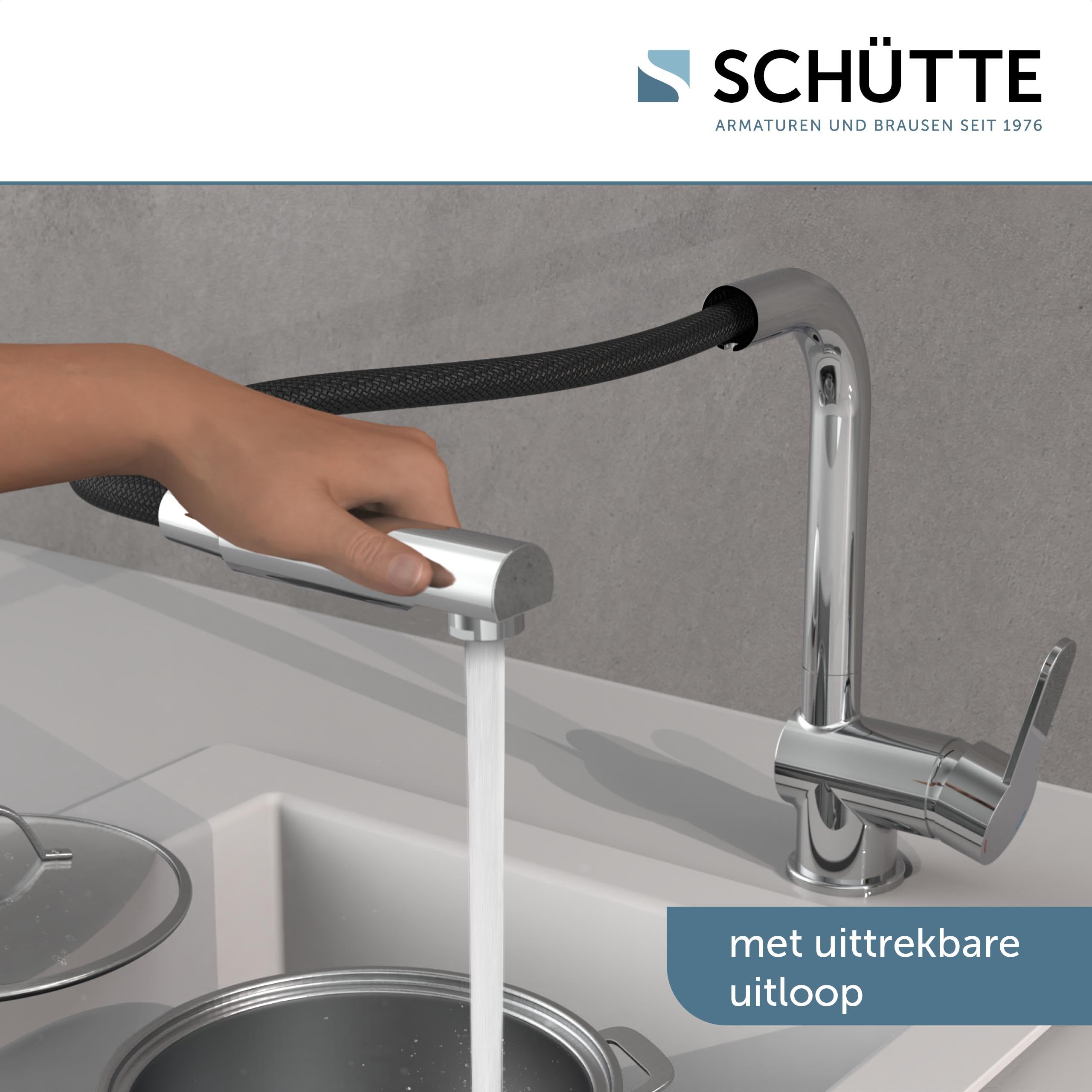 Badkraan met handdouche, 3 functies, uittrekbaar, waterkraan voor badkamer met digitaal led-display, mengkraan, 360° draaibare eengreepsmengkraan van messing (grijs