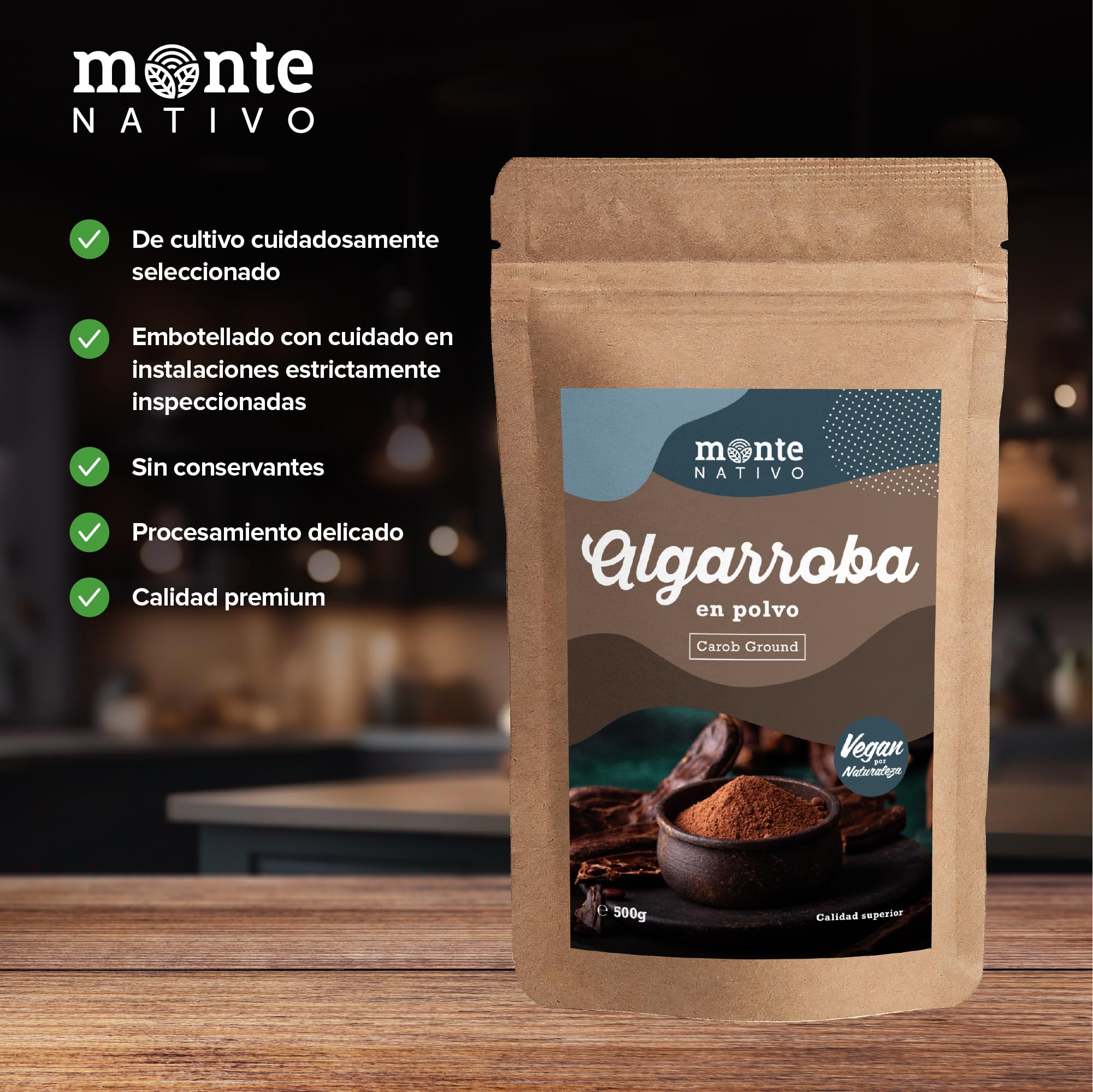 Algarroba molida Monte Nativo (500 g) - Polvo de algarroba