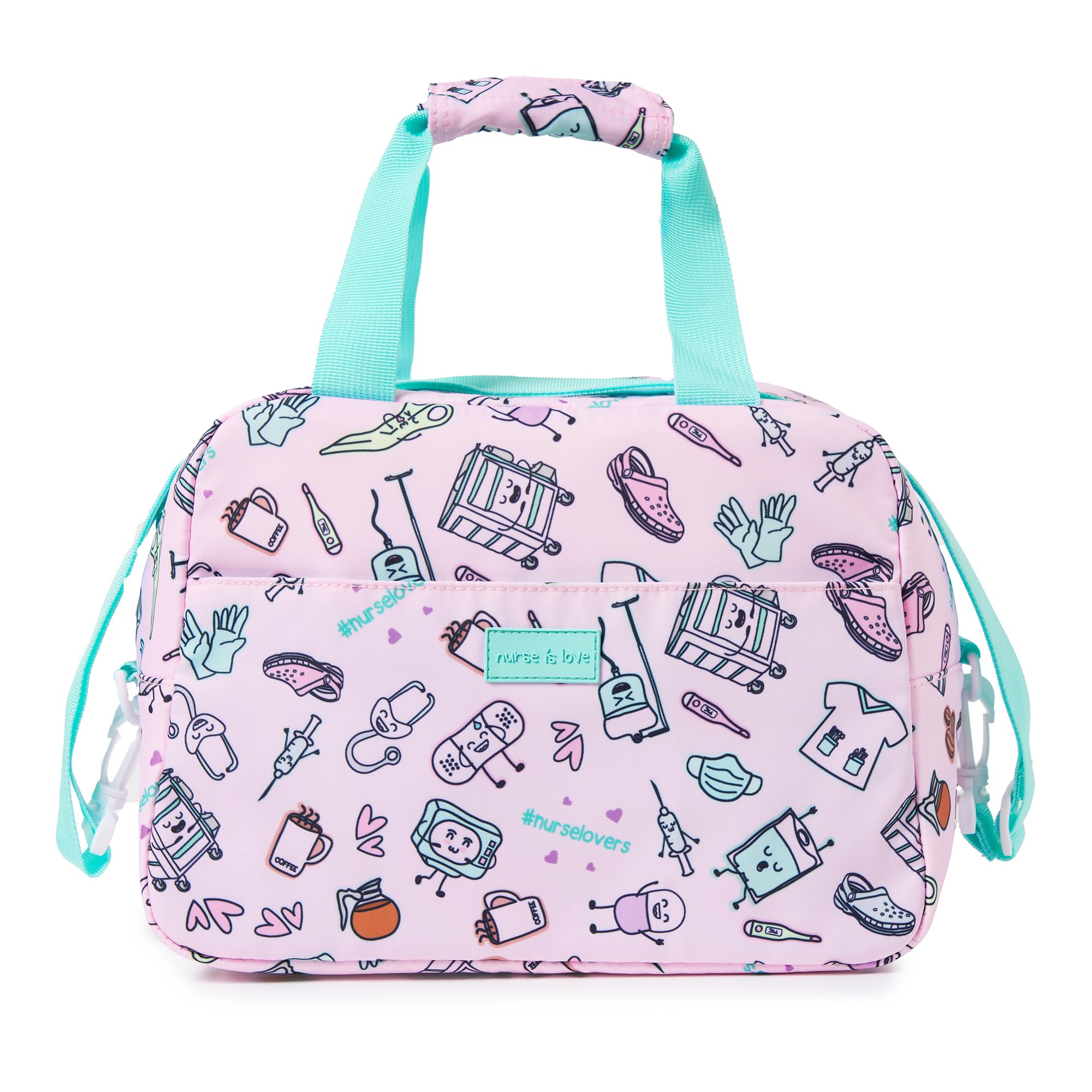 Nurse is Love Tote Bag voor dames voor verpleegkundigen - Grote tas met veel vakken - Canvas tas - Draagtas. Berg stethoscoop, verbandschaar, operatiekap op, Medium