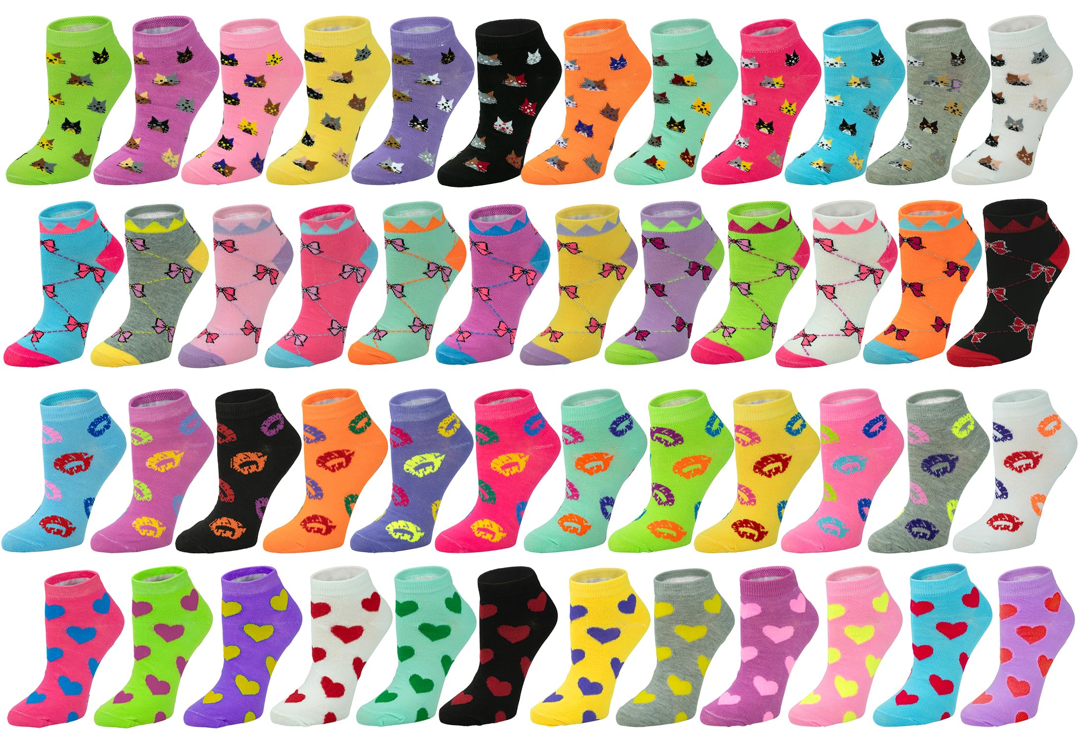 Gelante Paquete de 48 calcetines tobilleros para mujer, cómodos, ligeros, transpirables, atléticos, paquete al por mayor