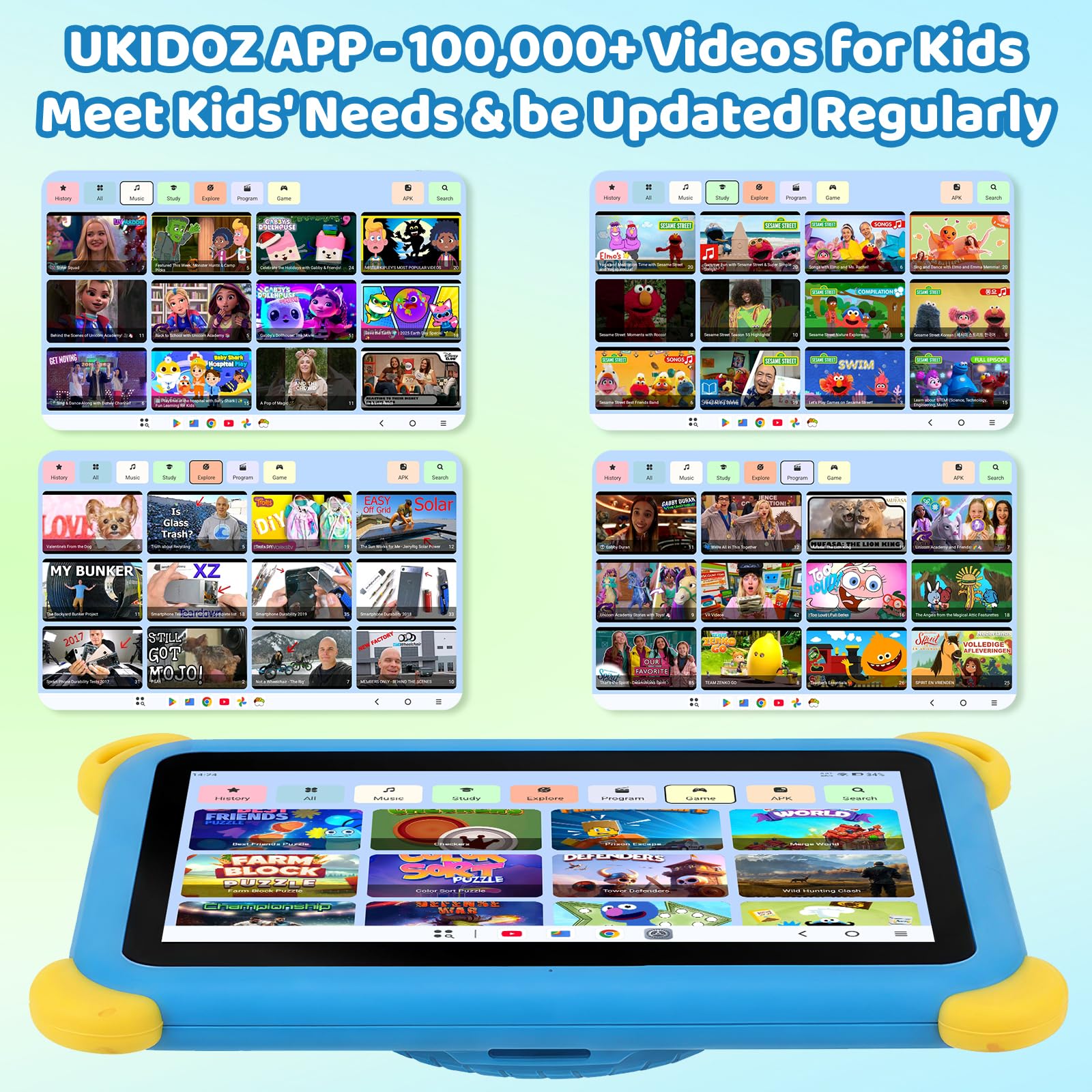 Kids Tablet 7 inch Android 15 Tablet for Kids, 20GB+64GB (TF 1TB), Android Tablet with Parental Control, AI Dual Cam & Learning, WiFi 6/BT 5.3, Widevine L1, Kid Tablet with Protective Case - Blue - 4