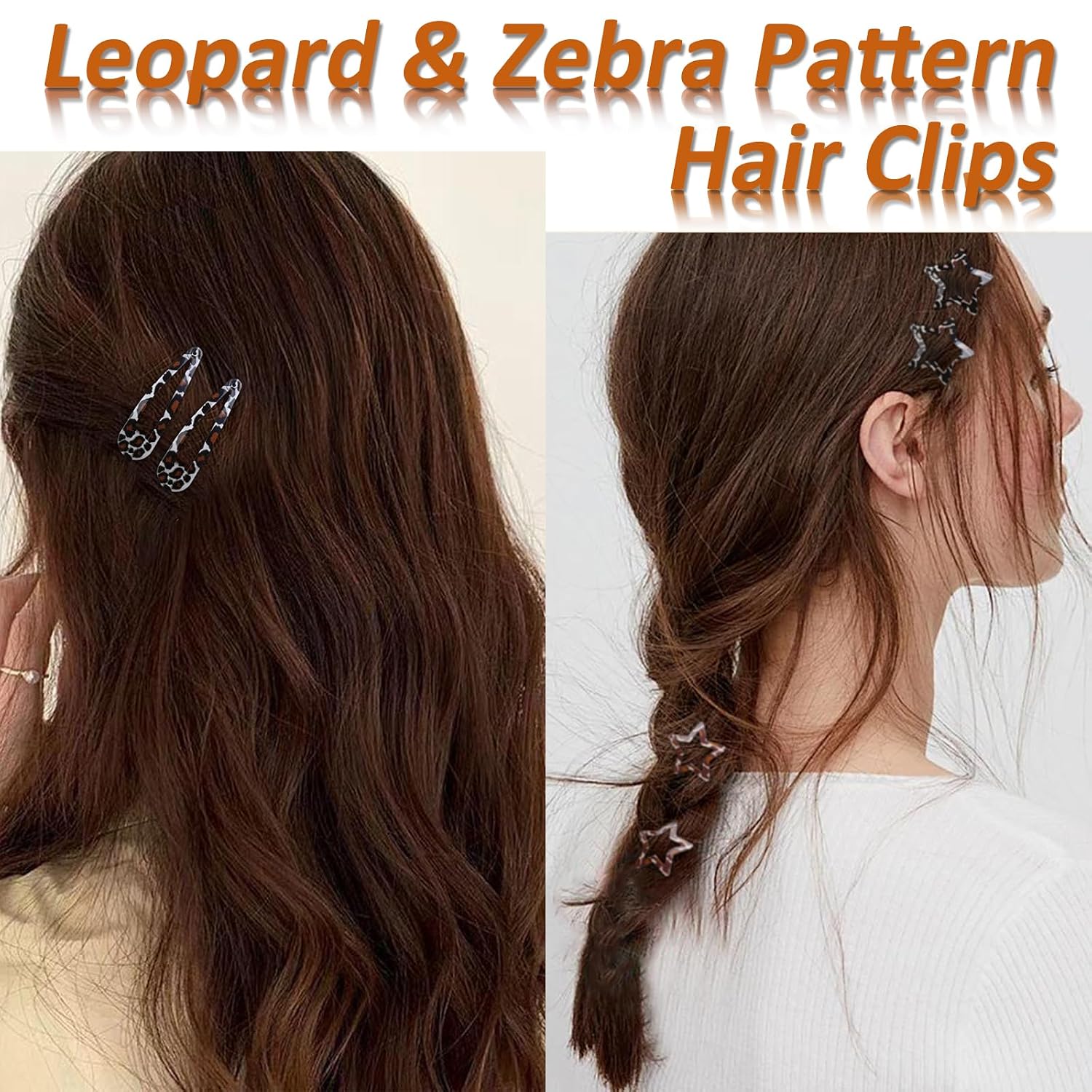 8 Pairs Leopard Metal Snap Hair Clips, Y2K Star Hair Accessories Barrette image 5