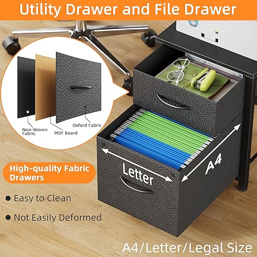 Miniatura 6 de Escritorio en forma de T para 2 personas con toma de corriente, mesa larga para juegos para dos personas con cajones LED y de tela, escritorios de