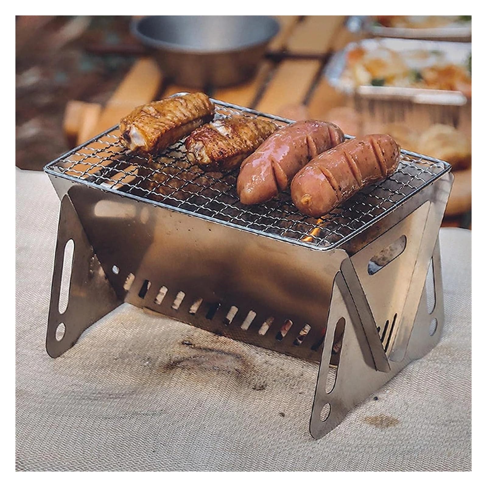 Parrilla Plegable Portátil Y Estufa Calefactora.