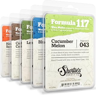 Fresh & Clean Wax Melts Variety 5 Pack - Formula 117-5 Highly Scented 3 Oz. Bars - Made with Natural & Essential Oils - Fresh & Clean Warmer Wax Cubes