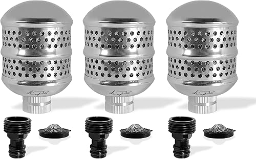 LO RUBA Aspersor de metal de aluminio  Paquete de 3 cabezales de riego con aspersión suave con 6 arandelas de filtro de malla de acero inoxidable 3