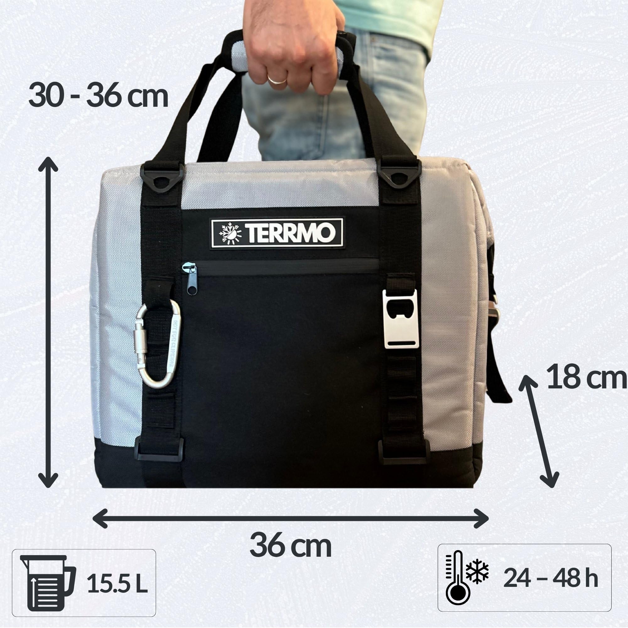 EPIC 15 – Borsa Frigo 15L con Isolamento Extra Spesso 20mm | Raffreddamento a Lunga Durata 24–48h+ | Per Viaggi, Mare, Campeggio e Gite | Alternativa alla Borsa Frigo Rigida
