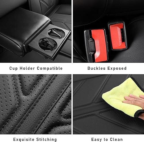 Miniatura 5 de Fundas de asiento de camión compatibles con Ford F-150 2009-2024 XL XLT Lariat King Ranch Platinum Tremor Pickup, protector de cojín de piel