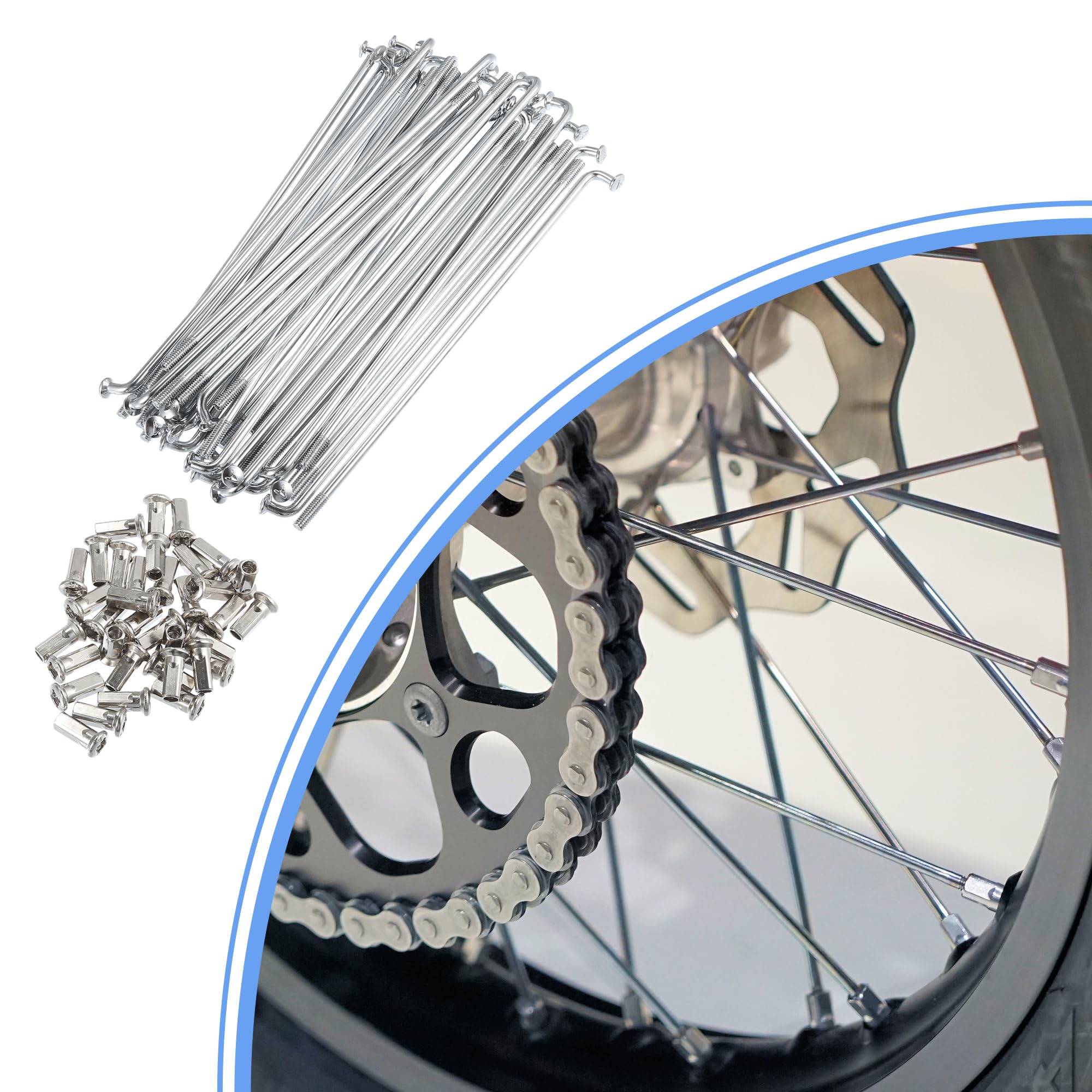 sourcing map Rayons De Roue De Moto avec Écrous Argent 36pcs 4mm 170mm | Argent, Avec Mamelons, Pour Reconstruction De Roue, Résistant, Anti-Impact, Améliore La Capacité De Charge Oscillante