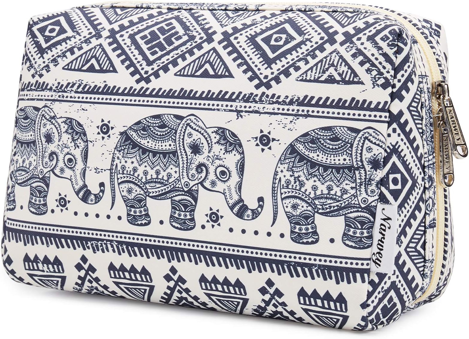 Narwey Large Makeup Bag Zipper Pouch Travel Cosmetic Organizer for Women and Girls (Large, Elephant)