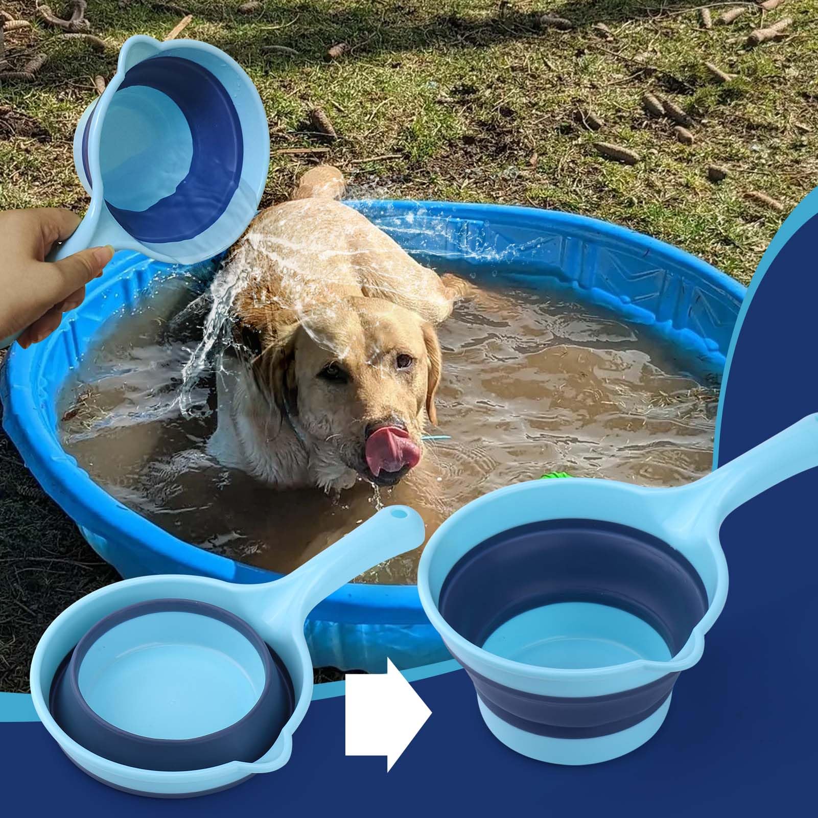 Dog Bath Rinse Cup,Portable Foldable Dog Bath Tubs Accessories,Dog Shower Bathtub Dog Pool Supplies,Dog Washing Tools,Dog Shower Attachment - image 2