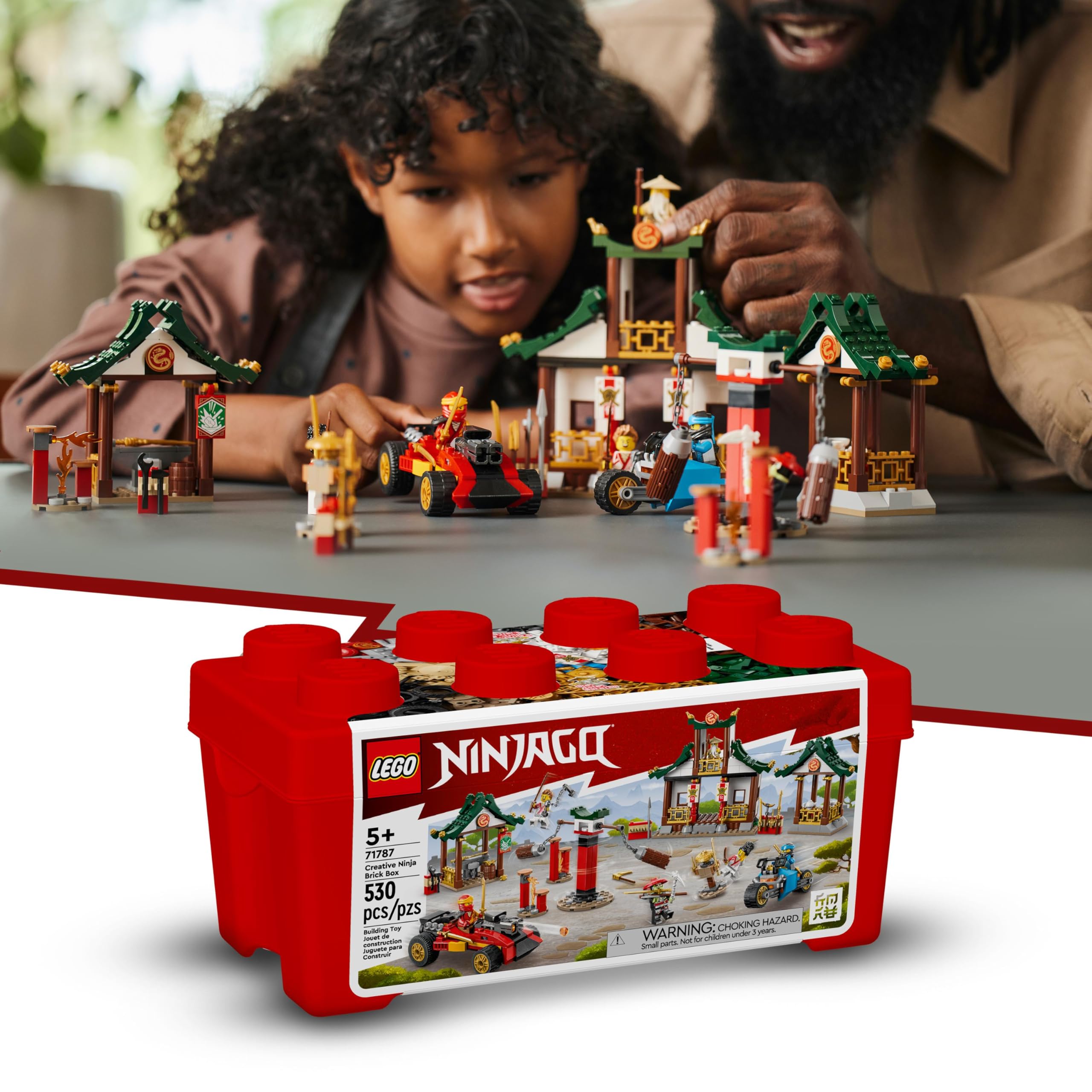 LEGO Ninjago La Boîte de Briques Créatives Ninja, pour Construire Un Parcours d'obstacles, Une Voiture Ninja, Une Moto et 6 Minifigurines, Jouet Enfants 5 Ans 71787