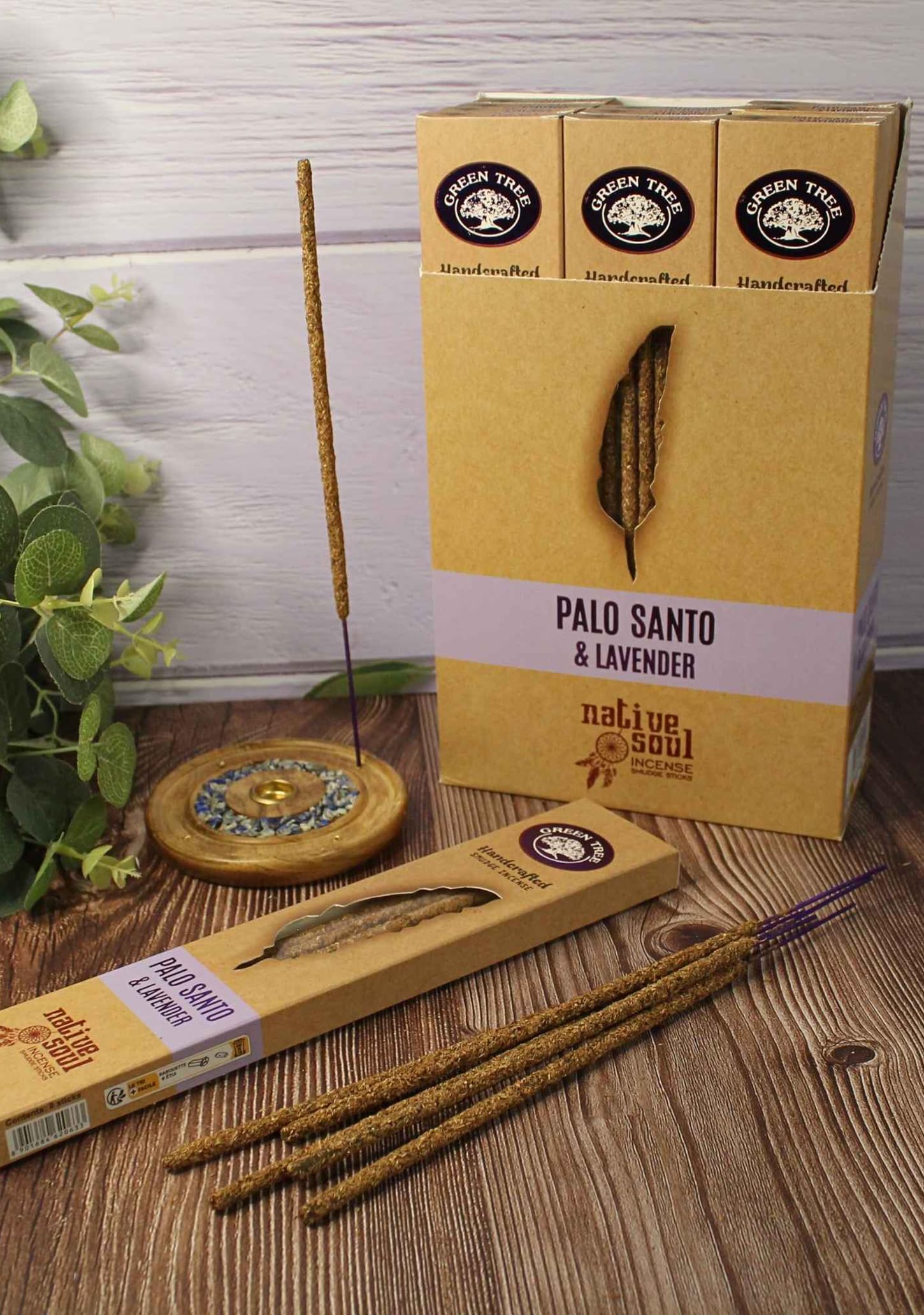 Jrose Collections Multicolor Native Soul Palo Santo Incense Sticks – 3 Box Set With Jrose Wooden Burner – Handcrafted Masala Smudge Sticks – Choose From 6 Fragrances (Palo Santo & Lavender – 3 Box Set With Burner)