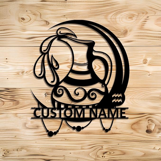 Personalized Name Signs Of The Zodiac Metal Wall Decor,Personalized Pisces Zodiac Name Sign Decoration For Room,Horoscope Home Decor,Star signs,Valentine's Day Present (AQUARIUS)