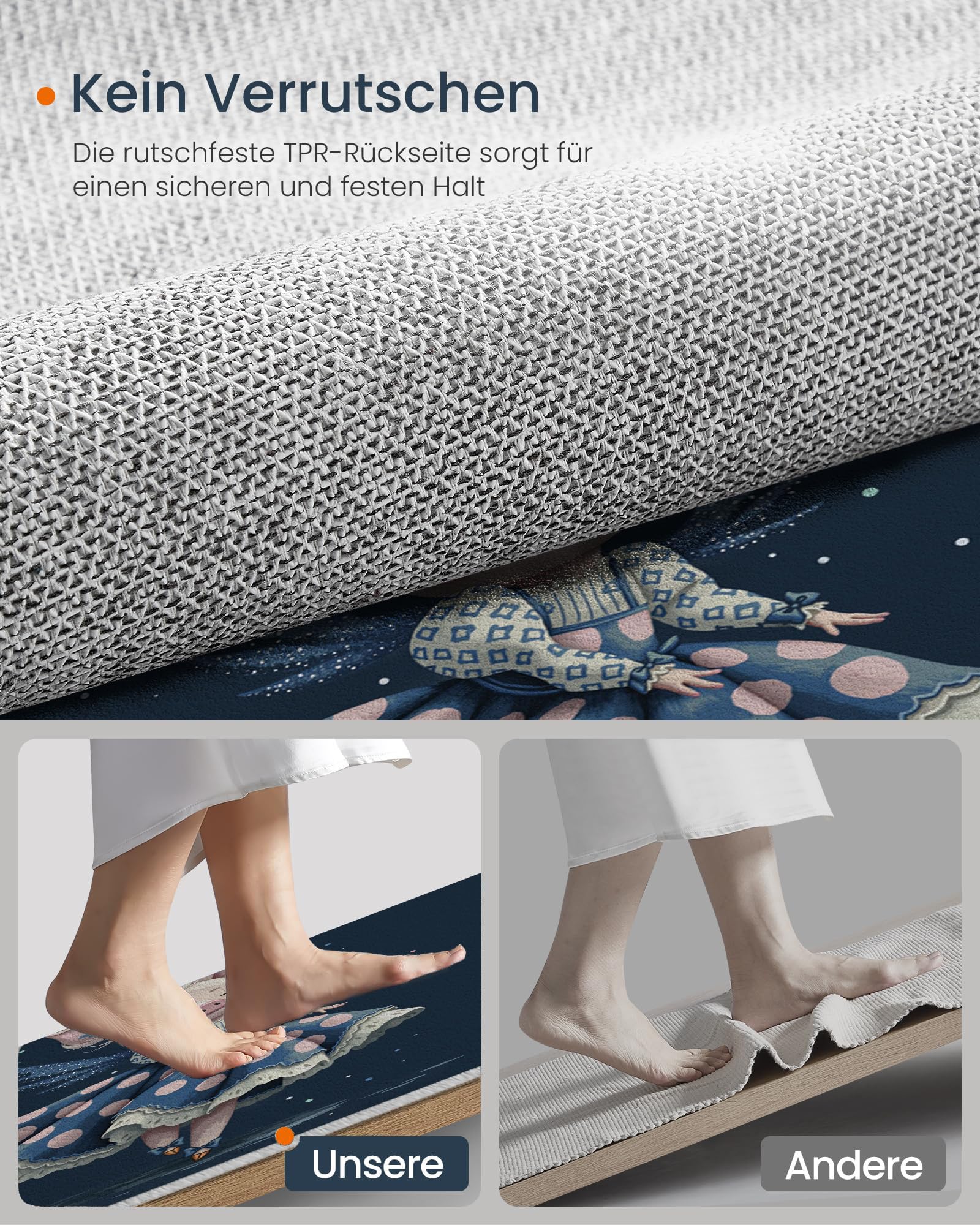 Tapis Salon Rond Diamètre 160cm, Dessin animé Fantastique Cochon en Jupe, Tapis Doux Antidérapant pour Décoration Salle à Manger Chambre Canapé Cuisine Chambre d'enfant, Bleu foncé