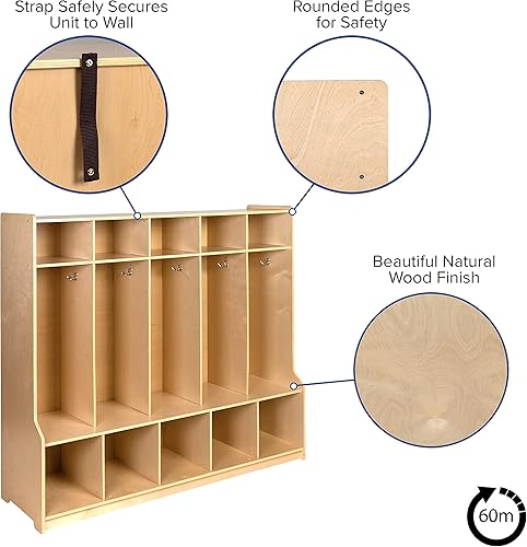 Miniatura 49 de Flash Furniture Hercules - Armario de madera de 3 secciones para el aula escolar para uso comercial o doméstico, seguro, diseño apto para niños, 36