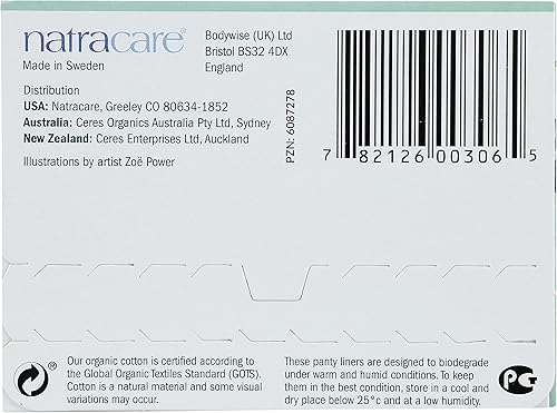 Miniatura 7 de Natracare Forro orgánico natural estilo tanga, fabricado con algodón orgánico certificado, pulpa de celulosa ecológica y almidón vegetal (1 paquete,