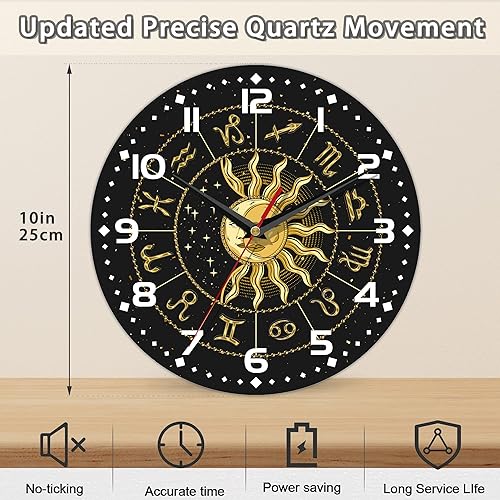 Miniatura 2 de Reloj para sala de estar, reloj de pared retro con gráficos de estrellas misteriosas, relojes de media luna, decoración contemporánea del hogar,