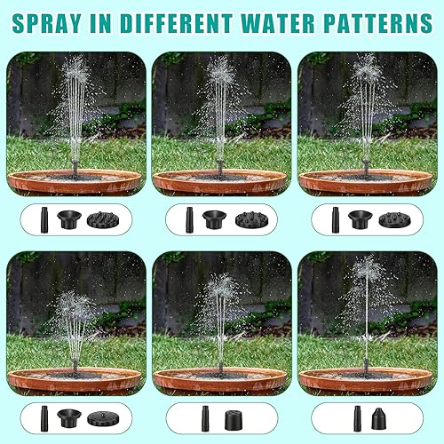 Miniatura 10 de 2 paquetes de bomba solar para fuente de baño para pájaros con 6 boquillas de energía solar, panel flotante para jardín y piscina (6.3 pulgadas)