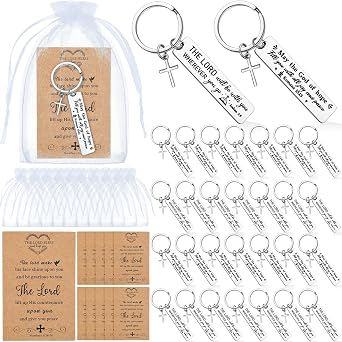 Siifert 50 Set Christian Cross Keychains Bulk Christian Keychain Bible Verse Religious Prayer Gifts for Women Men