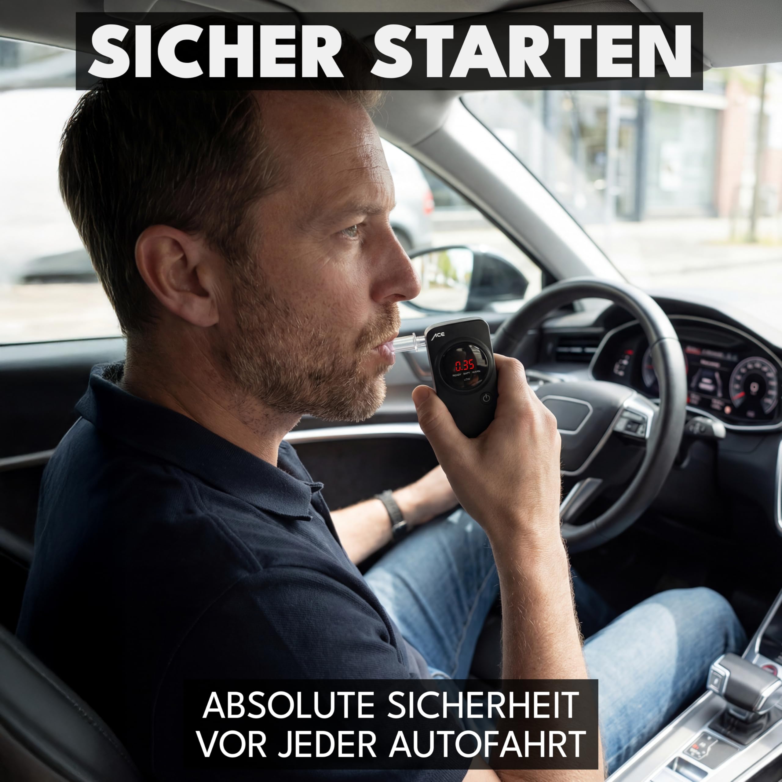 ACE One Alkoholtester Polizeigenau - Promille-Tester Alkomat mit 98,6%