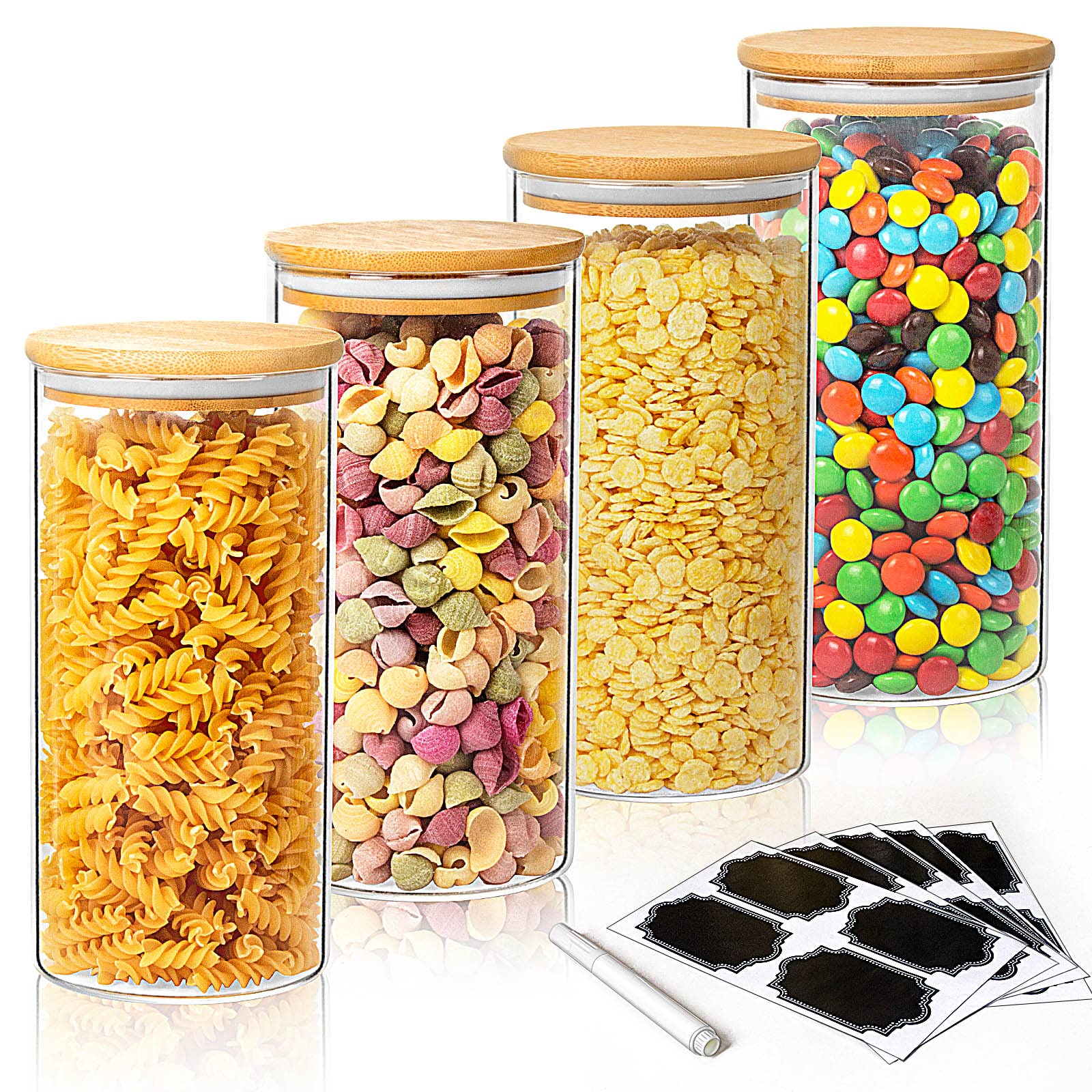 Buy Glass Storage Jars Sopoby 4Pcs 1400ML Storage Jars for The Kitchen