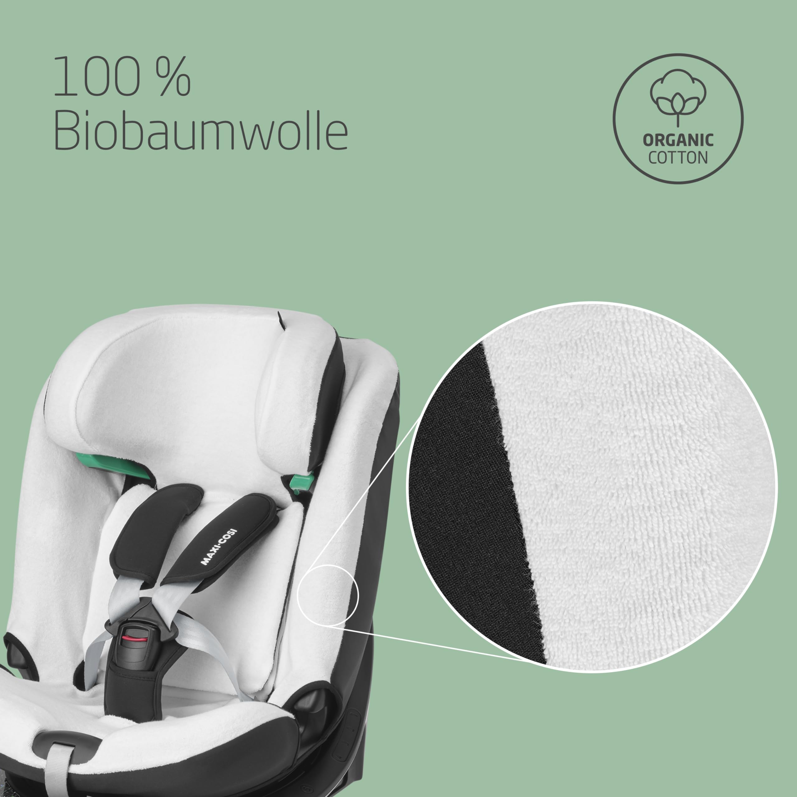 Maxi-Cosi Autositzbezug aus Bio-Baumwolle für Emerald 360 S, Babyschalenbezug, Natural White