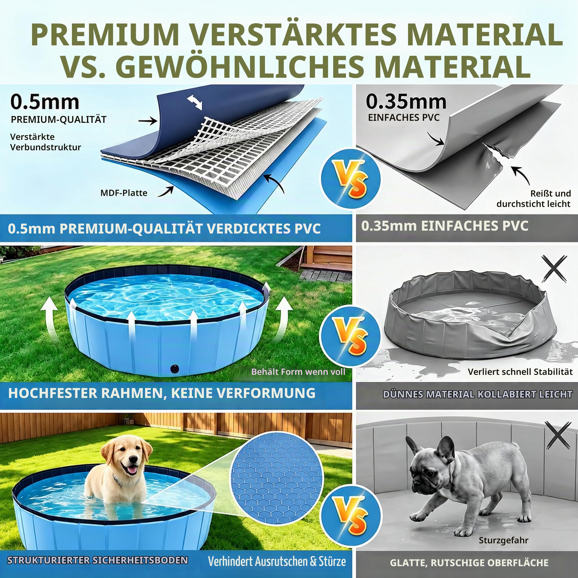 Hundepool Große Hunde PVC,Faltbarer Hundepool 160x30, Hunde Pool