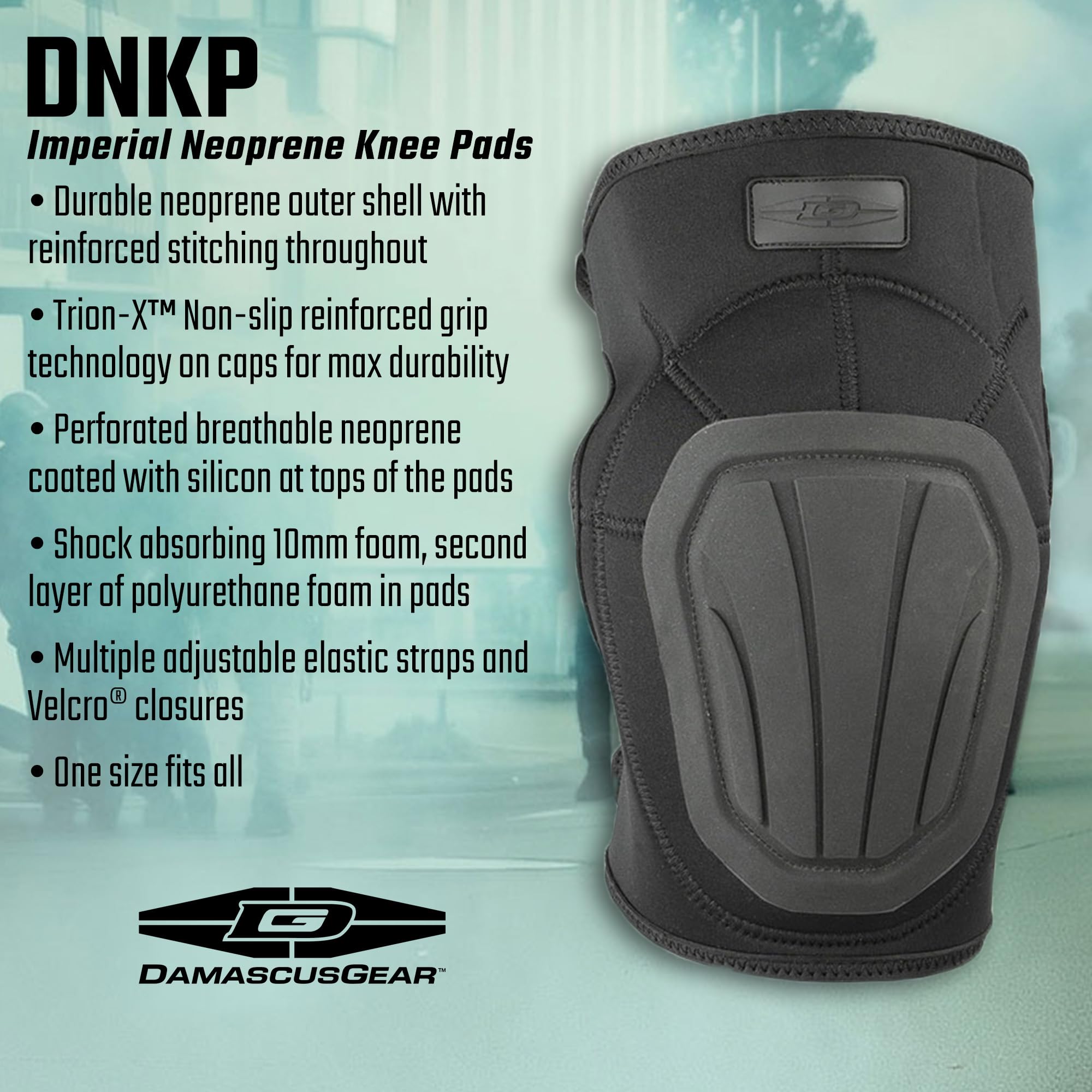 Damascus Gear: DNKPOD - Rodilleras de neopreno Imperial, tapas Trion-X reforzadas antideslizantes, ajuste seguro, absorción de golpes (talla única, verde OD)