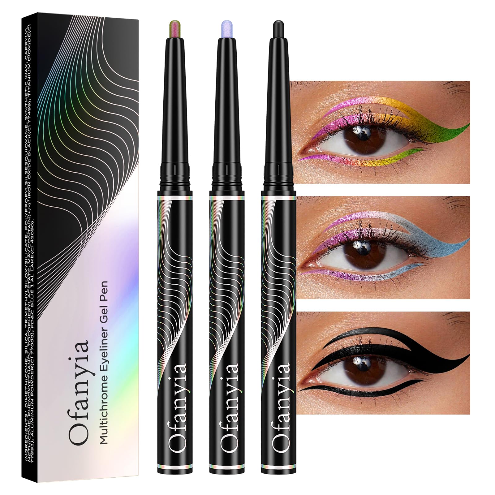 Greyghost Matita Eyeliner Retrattile Multicolore, Eye Liner Waterproof Smudge Proof Metallic Eyeliner Pen 24h Long-Lasting Gel Eyeliner High Pigmented Eyeliner Pencil (Set B)