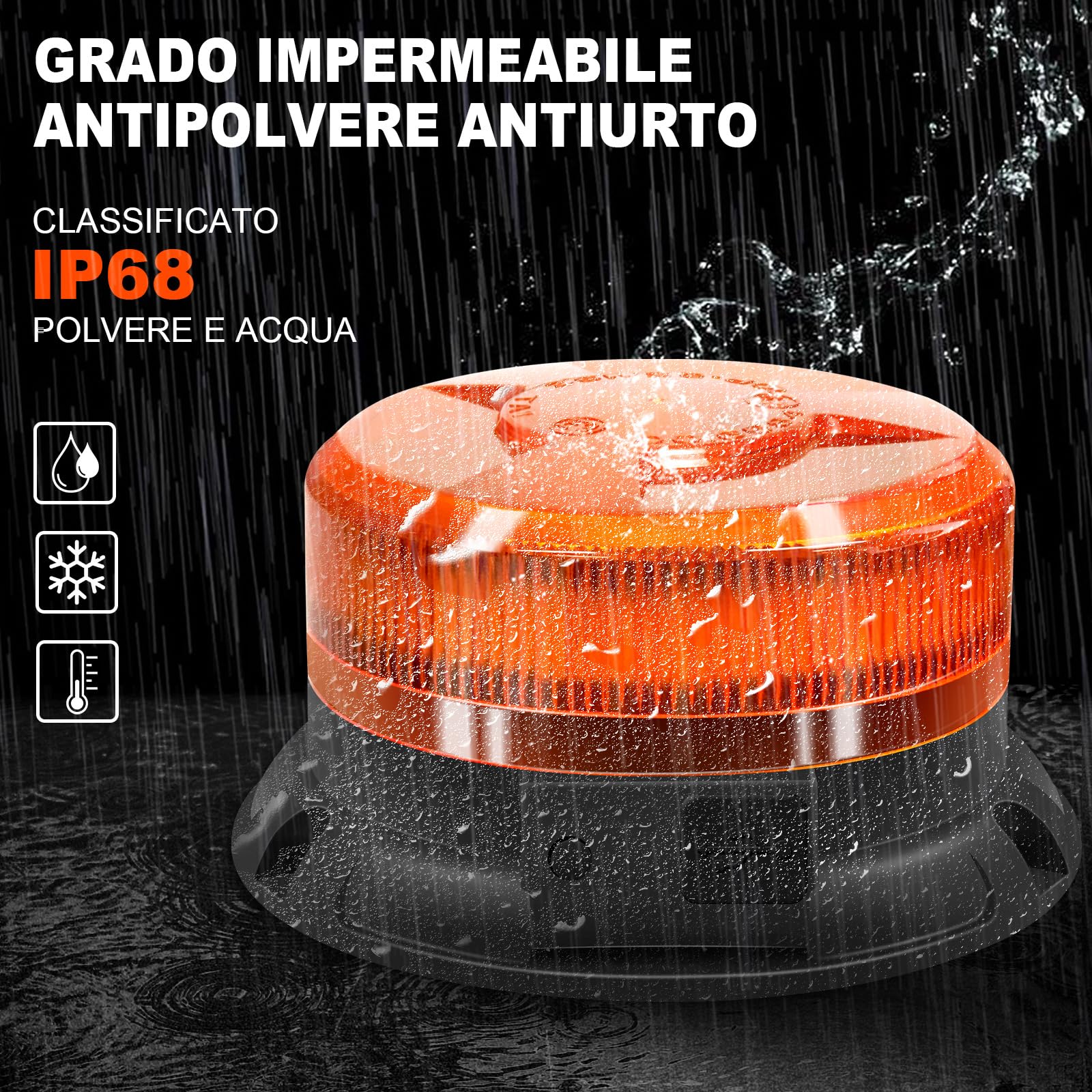 AnTom 2 pezzi Lampeggiante LED - 9 Modalità di Lampeggiamento, Lampeggiante Arancione LED con Magneti per Auto e Cavo USB per Camion, Trattori, SUV, Golf Car, Veicoli di Emergenza e Cantieri