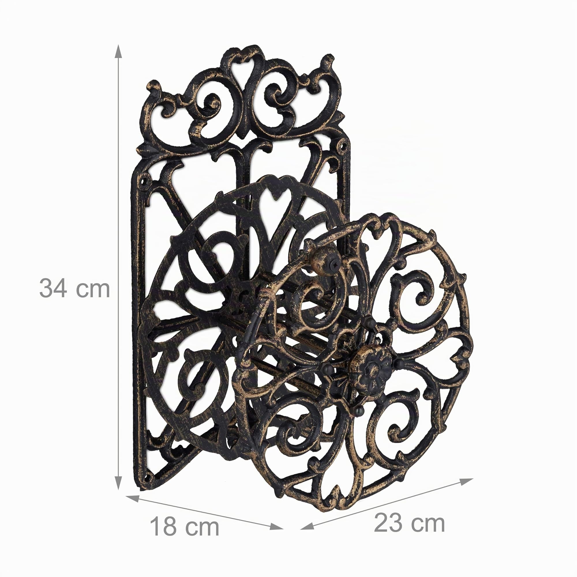 Relaxdays Support Tuyau d’arrosage, Design Antique, pivotant, en Fonte de Fer, HlP 34x23x18cm; Choix de Couleurs