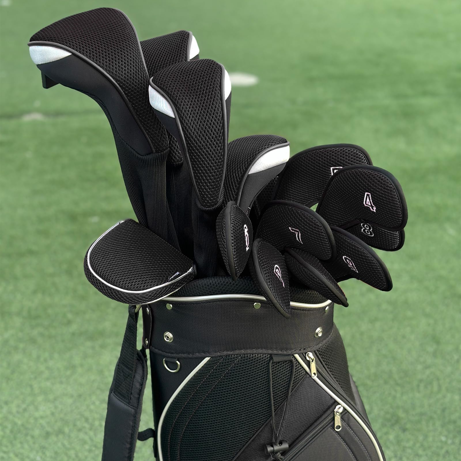 Andux Golf Hybridschläger Habe mit langem Hals, austauschbarer Nummernanhänger, 4 Stück CTMT-02, Schwarz