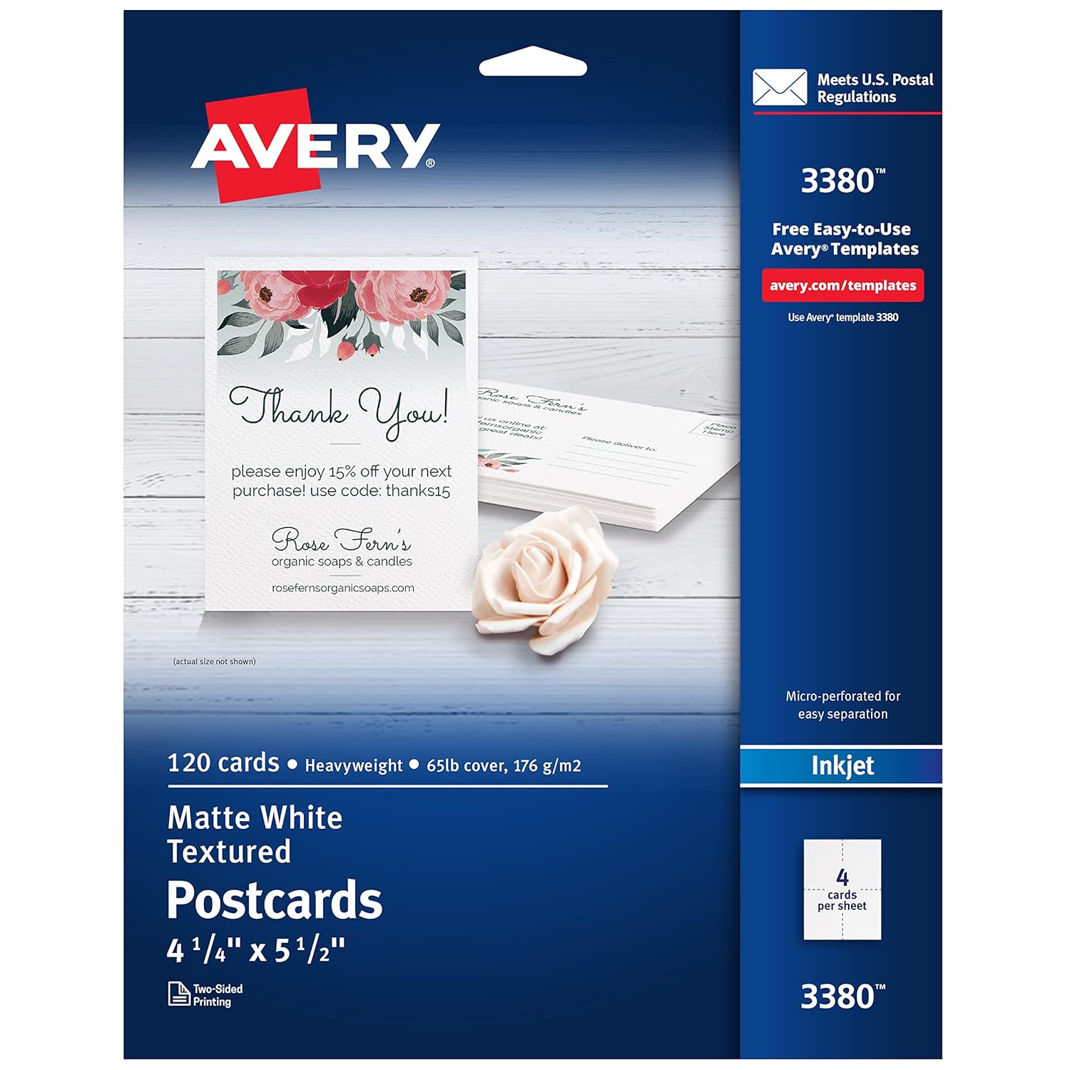 Avery Personal Creations Textured Postcards, 4.25 x 5.5 Inches, White