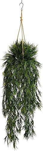 Nearly Natural Mini planta artificial de bambú de 50 pulgadas en cubo de metal colgante