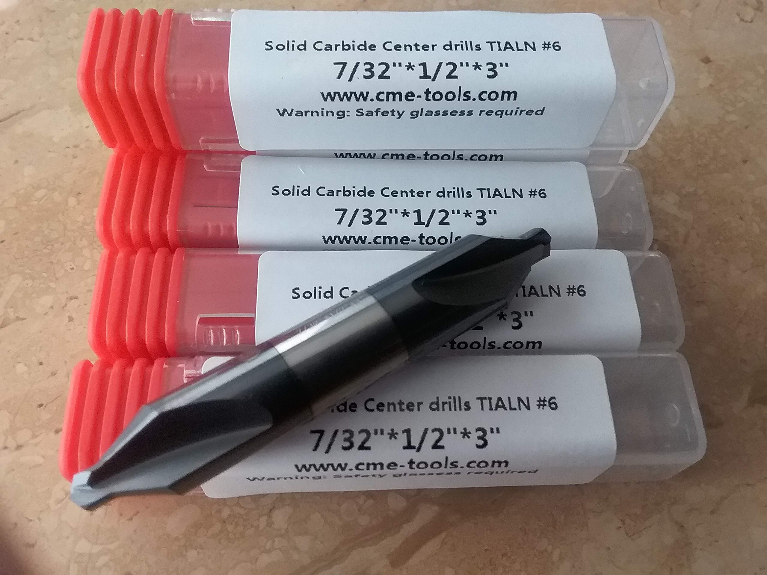 5pcs Solid Carbide Tialn Coated #6 Center Drills 7/32x1/2x3