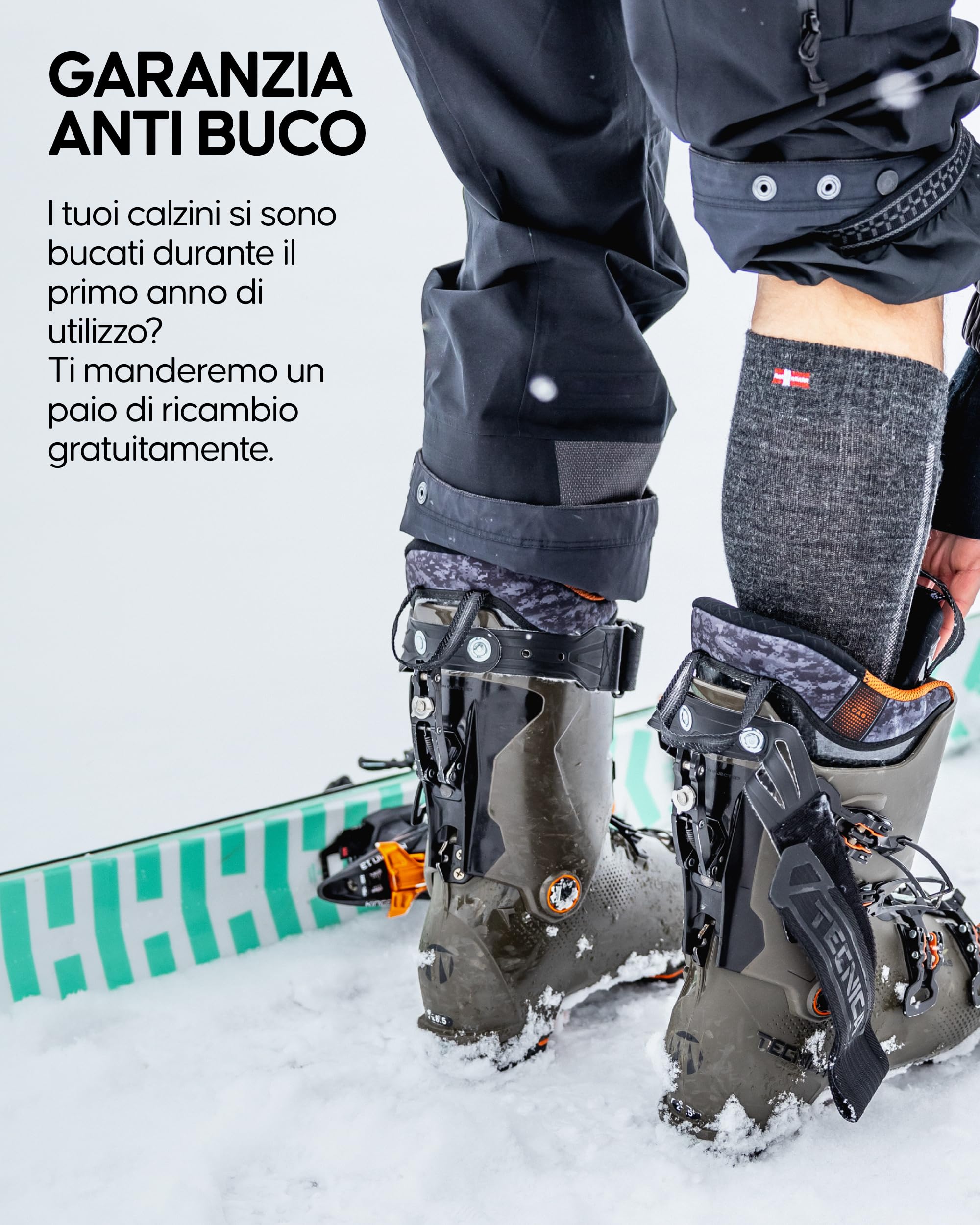 DANISH ENDURANCE Calze da Sci in Lana Merino, Termiche, Tecniche, Traspiranti, Uomo, Donna e Bambino