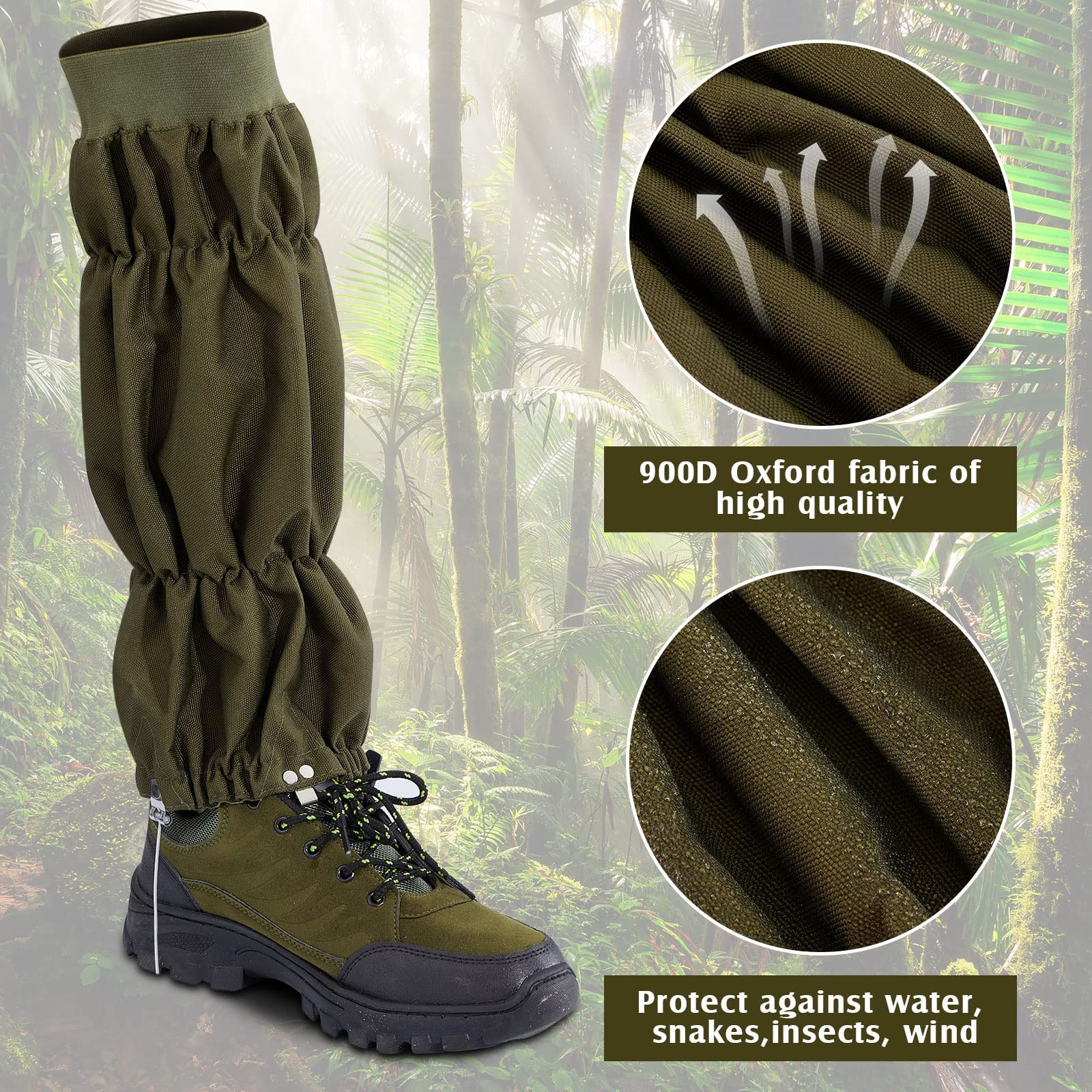 Guêtres De Serpent Imperméables, Protection Contre Les Morsures De Serpent pour Le Bas des Jambes, Guêtres Anti-Serpent pour Hommes Et Femmes, pour La Chasse, La Randonnée,2pairs