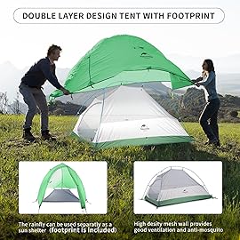Naturehike Cloud-Up 1 Person Tent - Lightweight, Waterproof, Ultralight Single Person Tent for Camping, Hiking, Backpacking