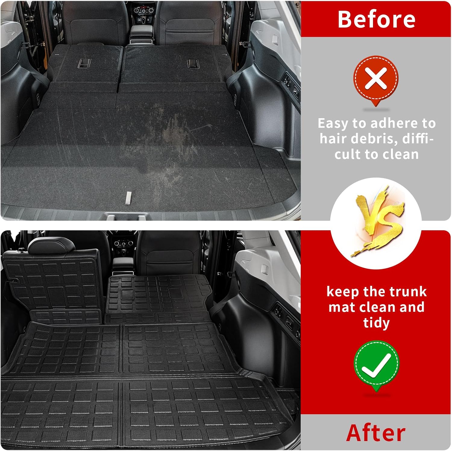 Cargo Mat Compatible with 2019-2024 Subaru Forester Trunk Mat Cargo Liner Trunk Liner TPE All Weather Back Seat Cover Protector 2023 Forester Accessories (Trunk Mat Backrest Mats)