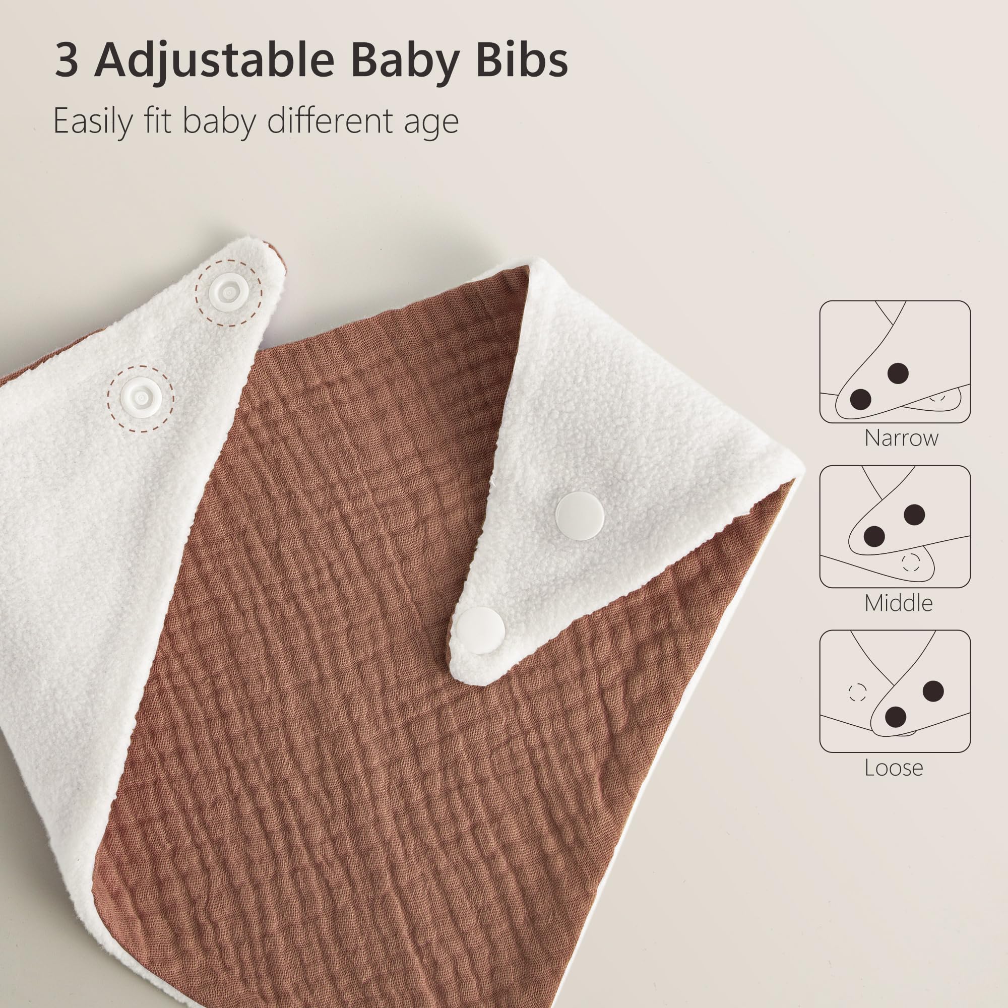 bearmoss Muslin Baby Dribble Bibs 100% Cotton Baby Bandana Drool Bibs for Unisex Baby Girls Boys Drooling and Teething (Coconut Mocha) - Image 4