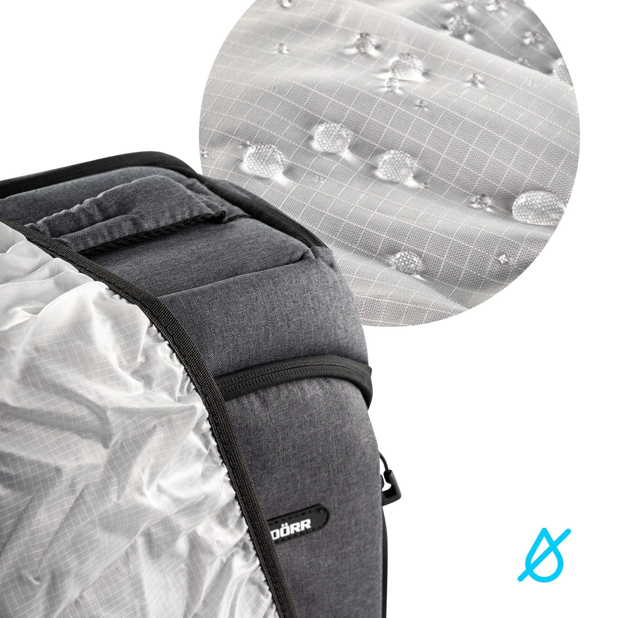 DÖRR Praga Go - Mochila para cámara réflex digital, resistente al agua, compartimento para portátil de 16 pulgadas, división interior flexible, 16 l, ligera, soporte para trípode, funda para lluvia