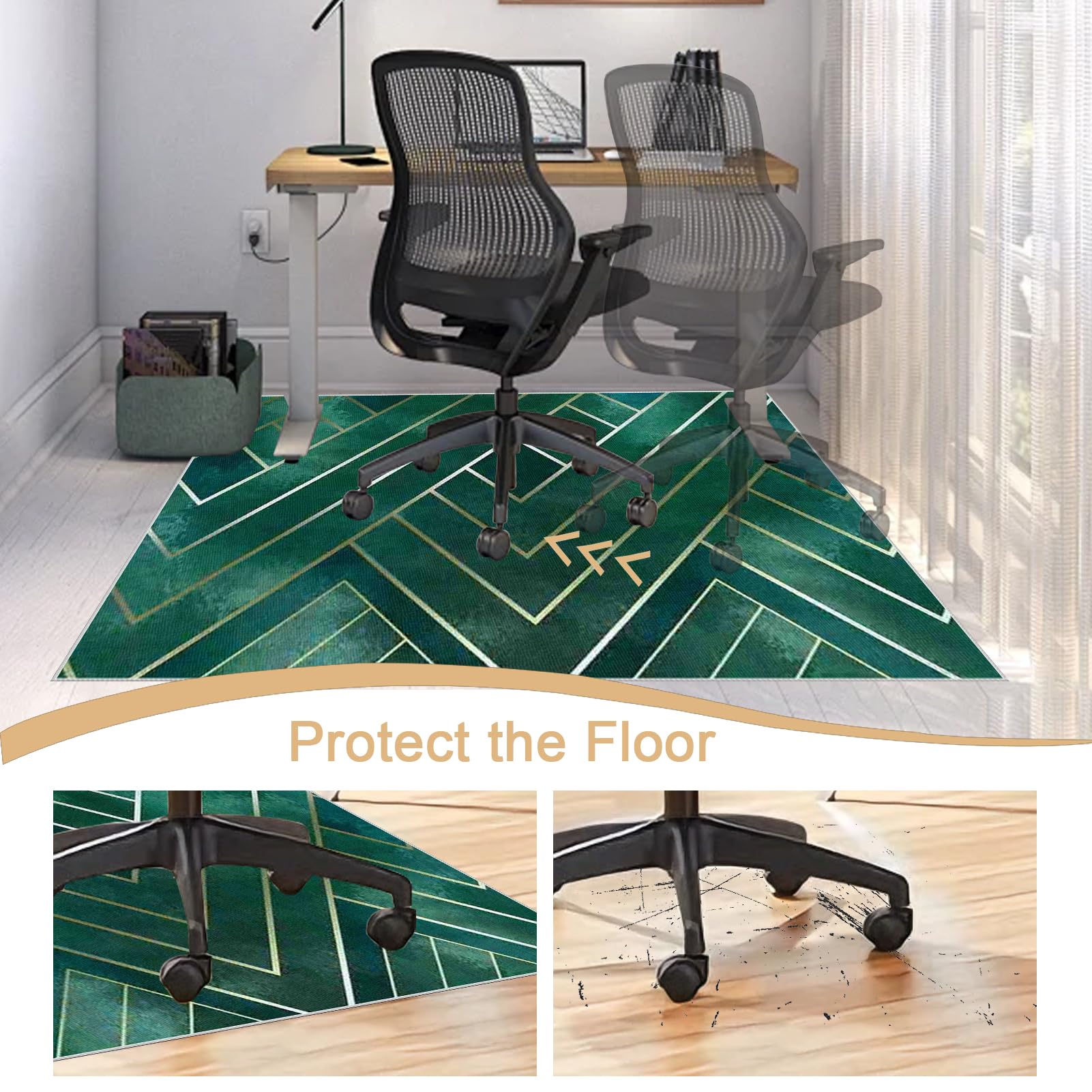 Tappeto Sedia Ufficio Tappeto Salvapavimento Antiscivolo, Tappeto per Sedia con Ruote, Tappeto Gaming Pavimento, Tappetino Protettivo per Pavimento per Laminato, Parquet, Pavimenti Duri 80 x 120 cm
