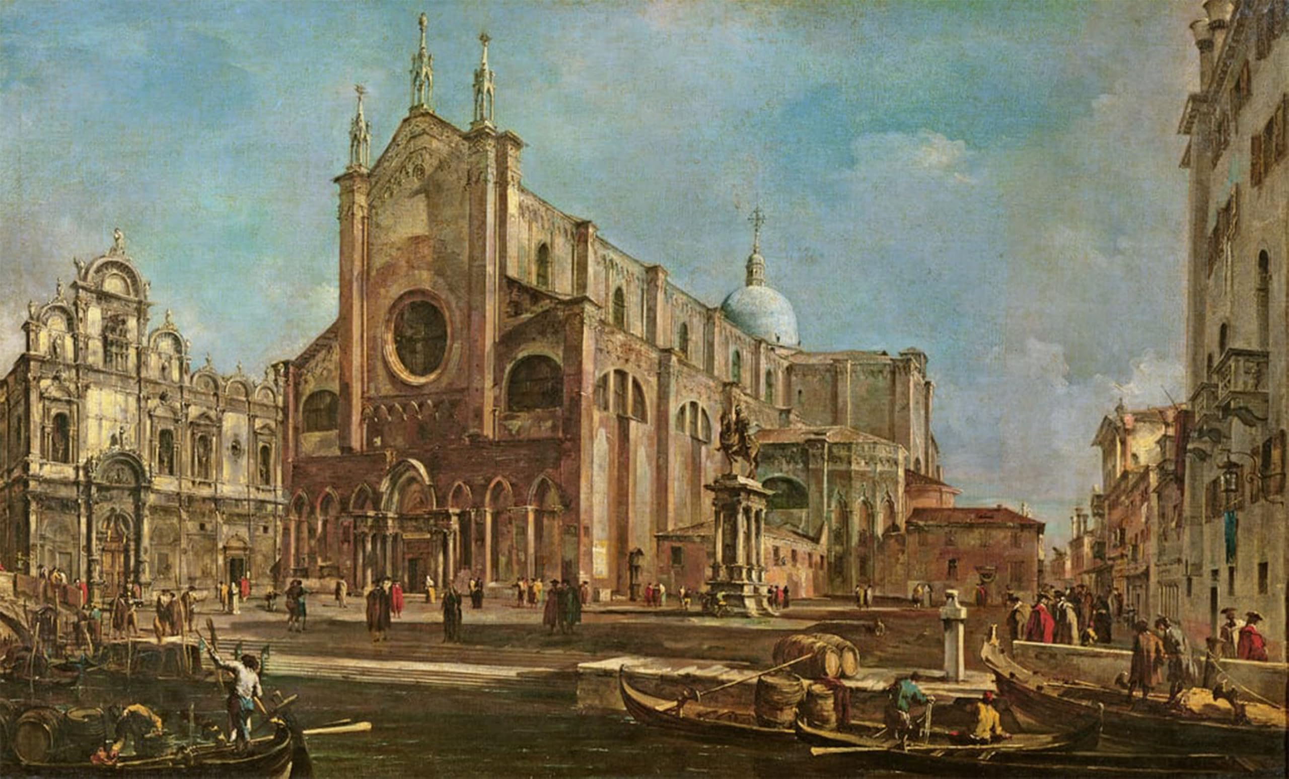 SERENDIPITP Vintage Picture Print on Canvas Wall Art Poster Campo Dei Santi E Paolo and the Scuoladi San Marco by Francesco Guardi Artwork Print Poster for Wall Decor 60x90cm